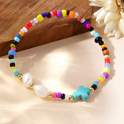 Glass Seed Beaded Stretch Bracelets FX6594-5-1