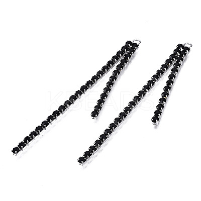 Rack Plated Brass Pave Rhinestone Chain Tassel Shape Big Pendants KK-N216-418-02P-1