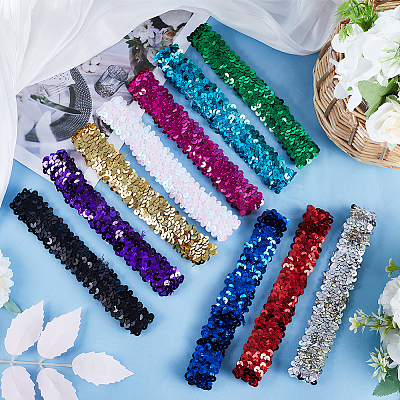 10Pcs 10 Style Wide Stretch Sparkling Headband OHAR-GF0001-27-1
