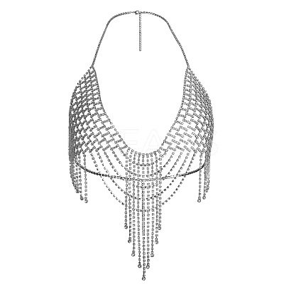 Alloy Full Crystal Rhinestone Mesh Tassel Chest Sexy Body Chains for Bikini FS-WG2AAFB-01-1
