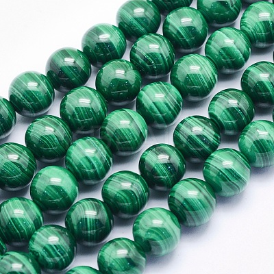Natural Malachite Beads Strands G-O166-06-10mm-1