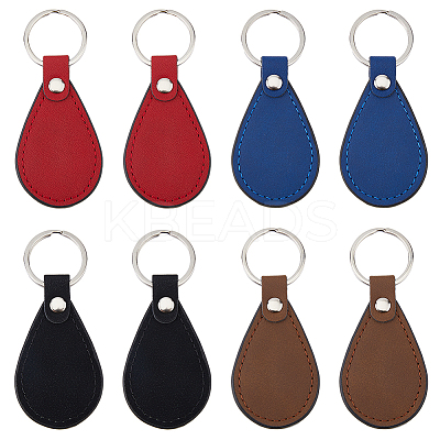 8Pcs 4 Colors PU Leather Pendant Keychain FIND-FH0007-87-1