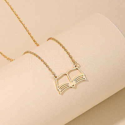 Fashionable Iron Hollow Out Book Pendant Necklaces for Women FS-WG9E5D2-01-1