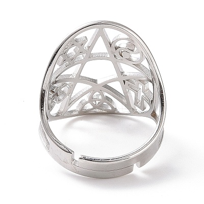Non-Tarnish Star with Sailor's Knot & Corss & Yin Yang Adjustable Ring LS-RJEW-P037-02P-1