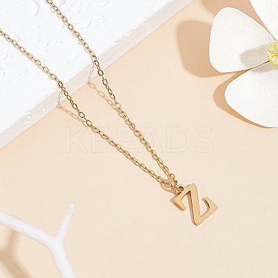 304 Stainless Steel Letter Pendant Necklaces NJEW-LP0001-53Z-G-1