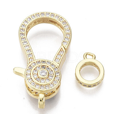 Brass Micro Pave Clear Cubic Zirconia Lobster Claw Clasps ZIRC-S066-025-NF-1