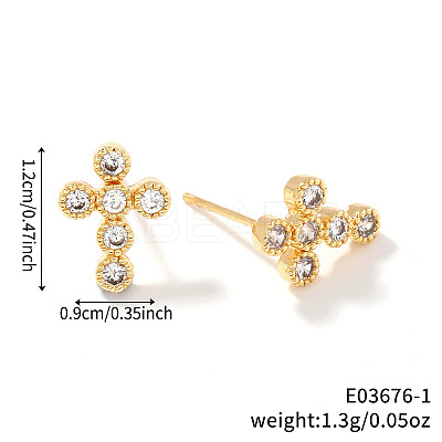Brass Pave Clear Cubic Zirconia Stud Earrings ZJ0177-2-1