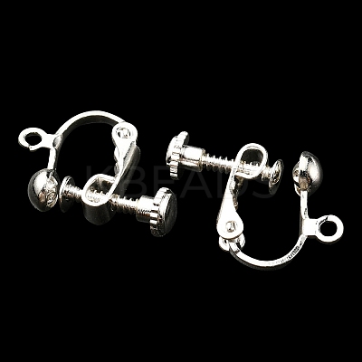 Rack Plated Brass Screw Clip-on Earring Findings KK-YW0001-10S-1