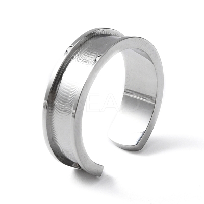 304 Stainless Steel Grooved Cuff Ring Settings RJEW-WH0009-01B-1