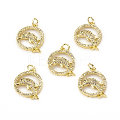 Brass Micro Pave Cubic Zirconia Pendants KK-E068-VB018-1