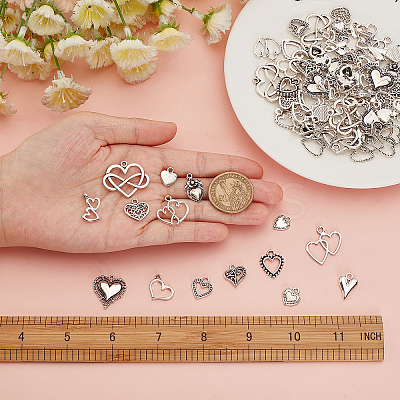 90Pcs 15 Style Tibetan Style Alloy Pendants TIBEP-SC0002-12-1