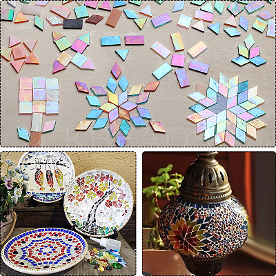 200Pcs 4 Styles Rainbow Iridescent Glass Cabochons MOSA-SP0001-03-1