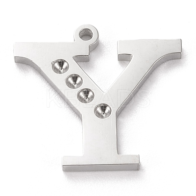 Tarnish Resistant 304 Stainless Steel Letter Pendant Rhinestone Settings STAS-J028-01Y-1