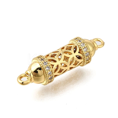 Rack Plating Brass Micro Pave Cubic Zirconia Hollow Column Links Connector Charms X-ZIRC-F142-50A-G01-1