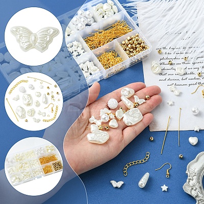 DIY Brass & ABS Plastic Imitation Pearl Earrings Making Kits DIY-FS0007-97-1