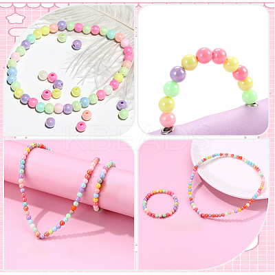 120Pcs 8 Colors Opaque Acrylic Beads MACR-PA0001-12-1