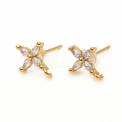 Brass Stud Earring Findings ZIRC-L096-14G-1