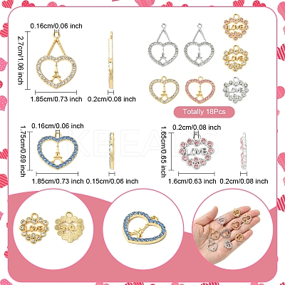 18Pcs 9 Styles Rack Plating Alloy Pendants FIND-FS0003-10-1