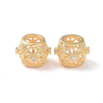 Brass Micro Pave Cubic Zirconia European Beads KK-I702-37G-1