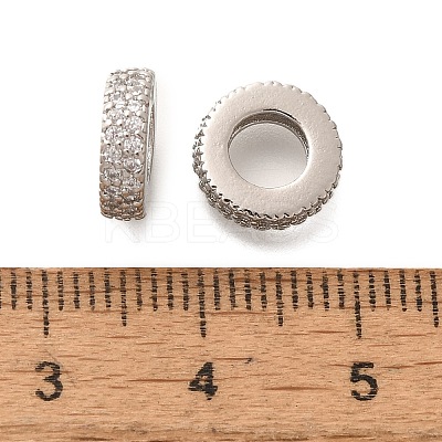 Rack Plating Brass Micro Pave Clear Cubic Zirconia European Beads KK-H508-10P-1