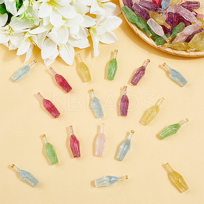 60Pcs 6 Colors Dummy Bottle Transparent Resin Cabochon RESI-SC0036-42-1
