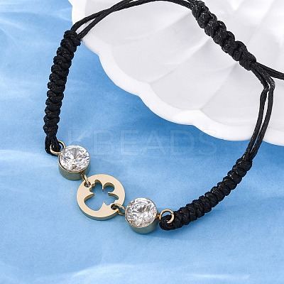 Flat Round with Angel 304 Stainless Steel Link Bracelets BJEW-A036-04A-G-1