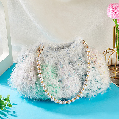 Round Plastic Imitation Pearl Beads Bag Extender Chains HJEW-TAC0084-1