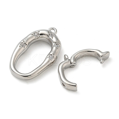 Rack Plating Brass Micro Pave Clear Cubic Zirconia Fold Over Clasps KK-K392-48P-1