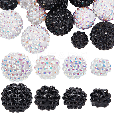 48Pcs 8 Styles Resin Rhinestone Beads RESI-SC003-43-1