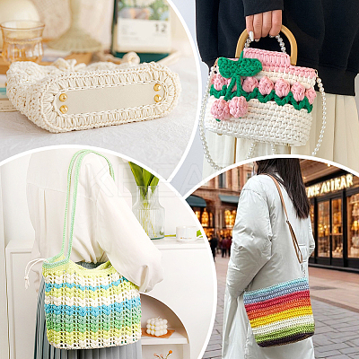3Pcs 3 Colors Oval PU Leahter Knitting Crochet Bags Bottom AJEW-CL0001-77-1