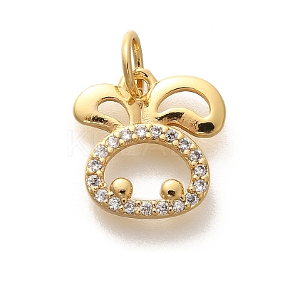 Rack Plating Brass Micro Pave Cubic Zirconia Pendants KK-H508-28G-02-1