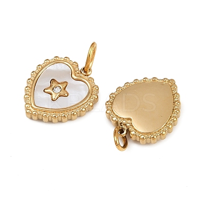 304 Stainless Steel Pave Natural Shell Pendants STAS-Z152-13G-1