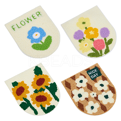 4Pcs 4 Styles Polyester Thread on Patches PATC-FG0003-52-1