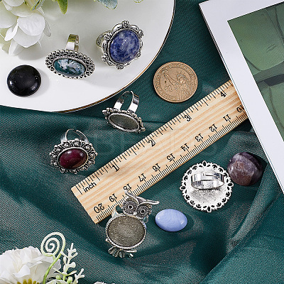DIY Gemstone Finger Rings Making Kit DIY-SC0022-33-1