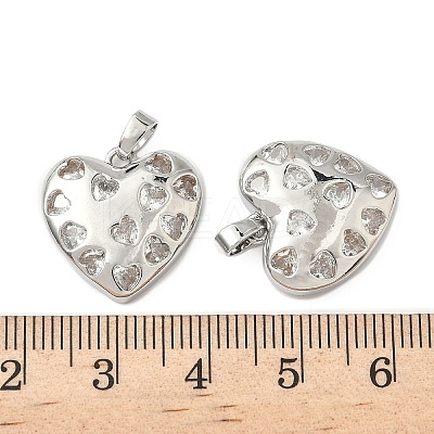 Brass Micro Pave Clear Cubic Zirconia Pendants KK-H076-16P-1