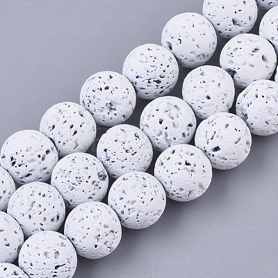 Spray Painted Natural Lava Rock Beads Strands G-N0324-D-10-1