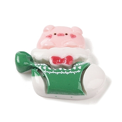 Animal Christmas Socking Theme Opaque Resin Decoden Cabochons LS-RESI-S397-03F-1