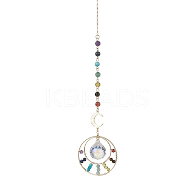 7 Chakra Natural & Synthetic Mixed Stone Beads Pendant Decorations HJEW-TA00109-1