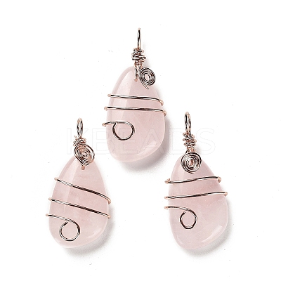 Natural Rose Quartz Pendants G-F763-03RG-05-1