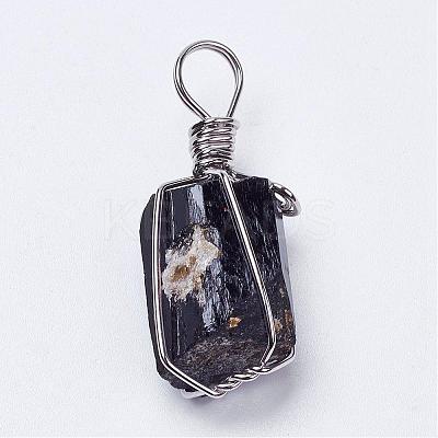 Natural Black Tourmaline Pendants G-G681-15-1