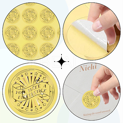 Gold Foil Paper Picture Stickers STIC-WH0030-003-1