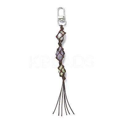Natural Quartz Crystal Macrame Pouch Tassel Pendant Decorations KEYC-TA00023-02-1