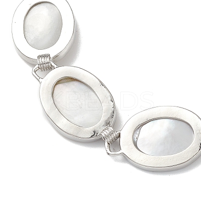 Natural White Shell Link Chain Bracelets BJEW-E077-02P-01-1