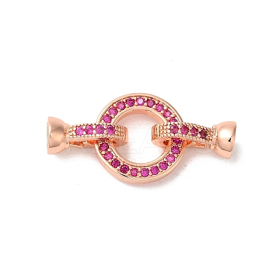Rack Plating Round Ring Brass Micro Pave Cubic Zirconia Fold Over Clasps KK-F873-22RG-02A-1