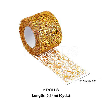 Glitter Sequin Deco Mesh Ribbons LS-ORIB-WH0005-02-1