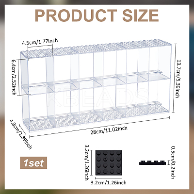 2-Tier 12-Slot Transparent Acrylic Mini Building Block Presentation Boxes without Lids ODIS-WH0030-145-1
