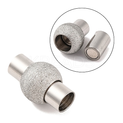 304 Stainless Steel Textured Magnetic Clasps with Glue-in Ends STAS-G008-1-1