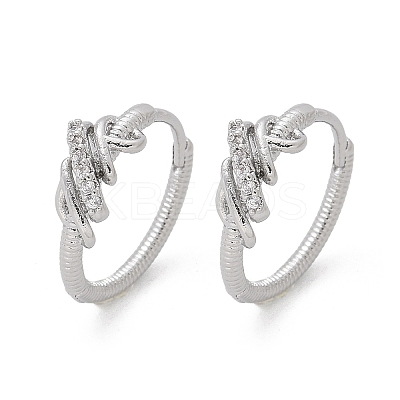 Brass Clear Cubic Zirconia Hoop Earrings EJEW-Q014-14P-1