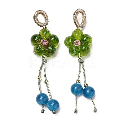 Handmade Lampwork Flower Pendant Decorations LAMP-G159-01-1