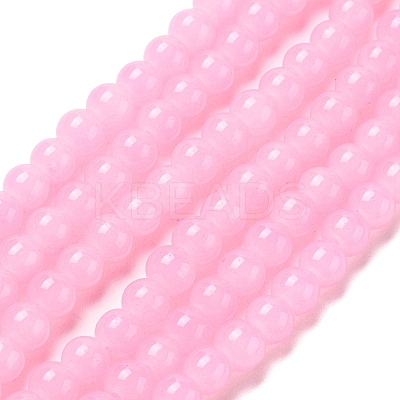 Baking Paint Imitation Jade Glass Round Bead Strands LS-DGLA-XCP0001-25-1